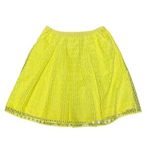 Anthropologie Maeve Butter Yellow Garden Party Skirt Size 8 Lace A-Line
